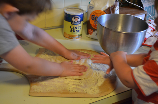 spreading dough